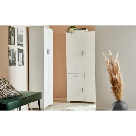 Scarpiera Mobile 3 Ante Bianco con Cassetto Ripiani Multiuso Mobiletto Armadio | BricoShop24