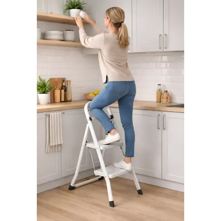 Sgabello Scaletta Pieghevole in Acciaio 2 Gradini 47 cm Salvaspazio