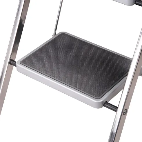 Sgabello Scaletta Pieghevole Alluminio 4 Gradini Antiscivolo Nero 150 kg