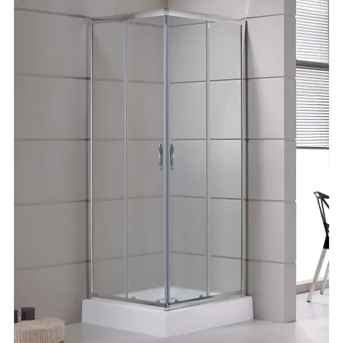 Box Doccia Cristallo Temperato 4mm Angolare Ante Scorrevoli 75x75