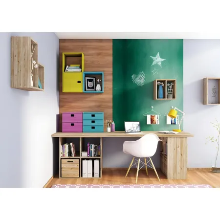 Scaffale Libreria Cubo 2 Piani Componibile in Legno Pino 36x33x71 cm