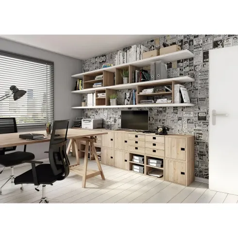 Scaffale Libreria Cubo 3 Piani Componibile in Legno Pino 36x33x107 cm
