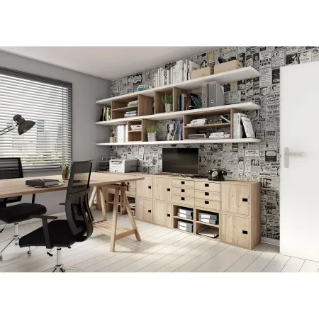 Scaffale Libreria Cubo 3 Piani Componibile in Legno Pino 36x33x107 cm