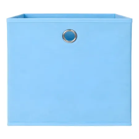 Cubo Portaoggetti Pieghevole 27x27x28 cm Salvaspazio Tessuto Azzurro