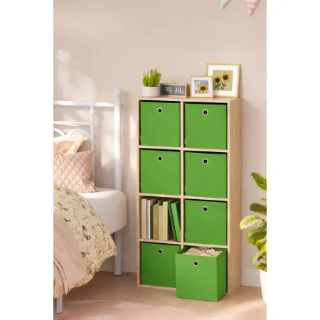 Cubo Portaoggetti Pieghevole 27x27x28 cm Salvaspazio Tessuto Verde