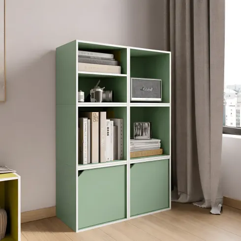 Cubo Contenitore Libreria 35x29x35 cm Legno MDF Verde Modulare