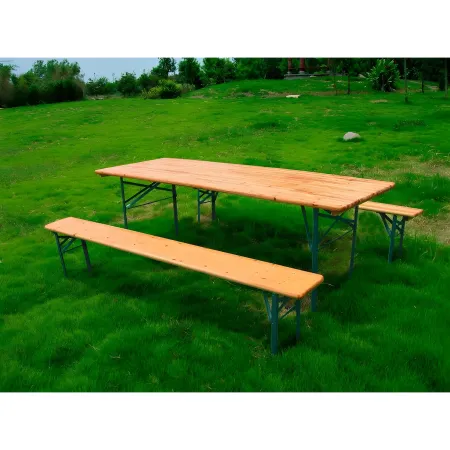 Set Birreria Tavolo 80x220 da Esterno in Legno con 2 Panche Pieghevole