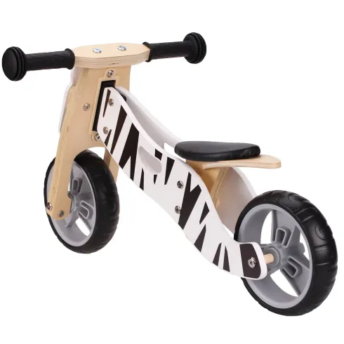 Minibike 2 in 1 Zebra in Legno per Bambini 18–36 Mesi Bici Equilibrio