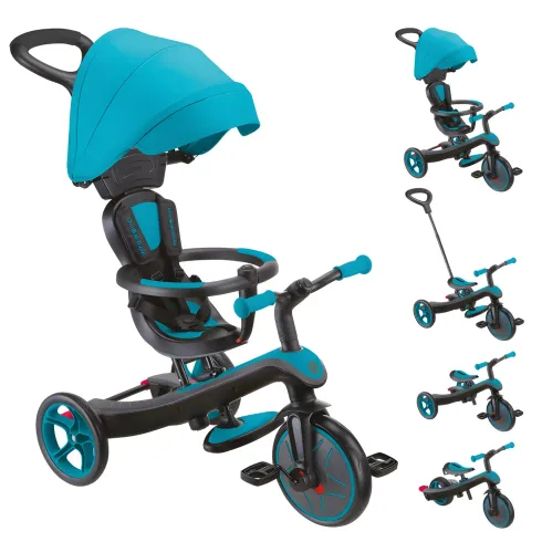Triciclo Evolutivo 4 in 1 Maniglione Regolabile Balance Bike Verde Acqua
