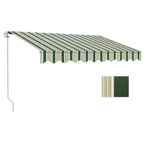Tenda da Sole Eco 400x300 Rigata Verde Bianco Barra Quadra Estensibile