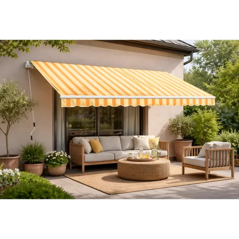 Tenda da Sole per Esterno 300x200 a Barra Quadra Riga Gialla