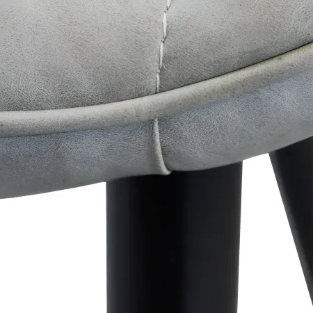 Sedia Imbottita Sala da Pranzo in Ecopelle Tortora Moderna Gambe Nere