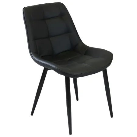 Sedia Imbottita Sala da Pranzo in Ecopelle Nero Moderna Gambe Metallo