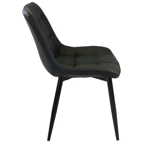 Sedia Imbottita Sala da Pranzo in Ecopelle Nero Moderna Gambe Metallo