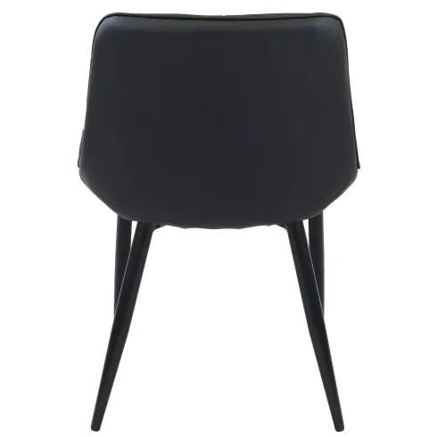 Sedia Imbottita Sala da Pranzo in Ecopelle Nero Moderna Gambe Metallo