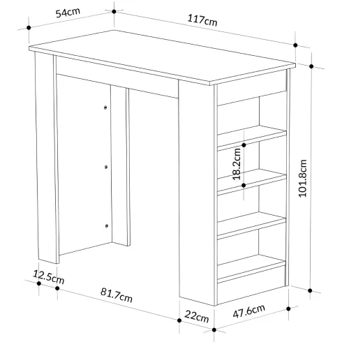 Penisola Cucina Alta 117x54 cm Tavolo Snack Beige Ripiani Salvaspazio