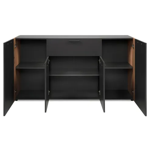 Madia Soggiorno Moderna 4 Ante 1 Cassetto Credenza Rovere Antracite