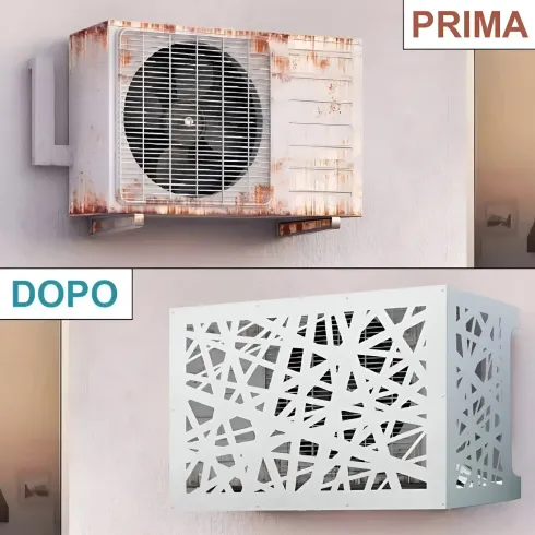 Copri Condizionatore da Esterno Decorazione Alluminio Bianco 86x44x68