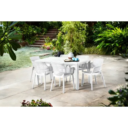 Set 6 Sedie da Esterno Keter Bianco Impilabili Resistenti UV Moderne