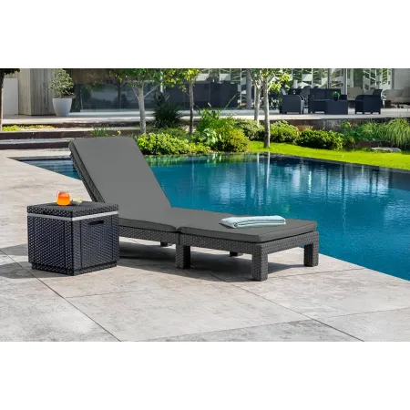 Tavolino Termico Contenitore Porta Ghiaccio da Esterno Grafite Rattan