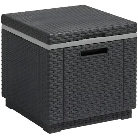Tavolino Termico Contenitore Porta Ghiaccio da Esterno Grafite Rattan