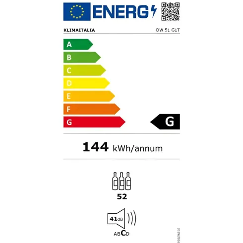 Cantinetta Vino a Incasso 52 Bottiglie Nero Ventilata Classe G Maniglia