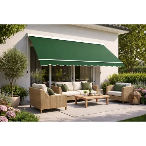 Tenda da Sole 300x300 Verde Cassonata a Caduta Bracci Balcone Terrazzo
