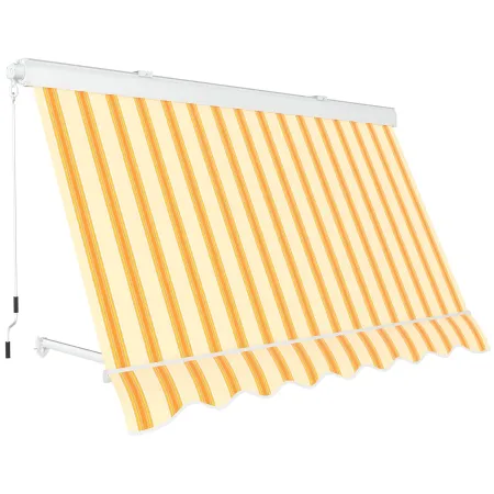 Tenda da Sole a Caduta 250x250 Rigato Giallo Bianco Cassonata da Esterno