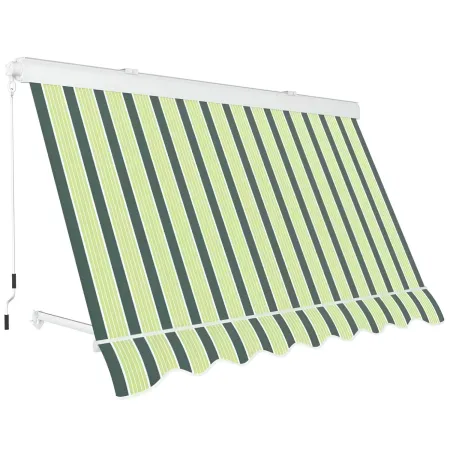 Tenda da Sole a Caduta con Bracci 250x250 Riga Verde Cassonata