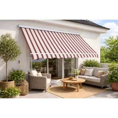 Tenda da Sole 250x250 Riga Rossa Cassonata a Caduta Bracci Balcone