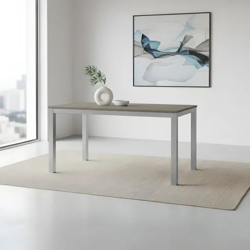 Tavolo Allungabile Pranzo Rettangolare 120x80 Alluminio Larice Grigio