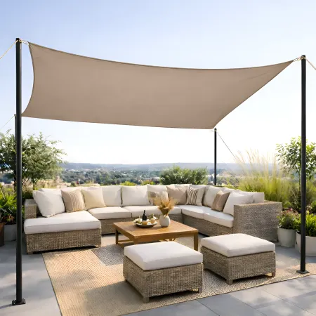 Vela Ombreggiante Idrorepellente 360x360 cm Tortora Quadrato Esterno