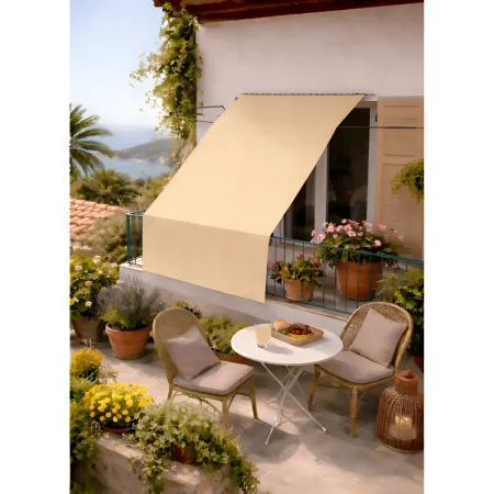 Tenda da Sole Cotone 140x250 Beige Lavabile Anelli Ganci Sacchetto