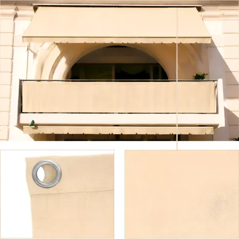 Telo Antisguardo Balcone 75x500 cm Beige PVC Occhielli Alluminio