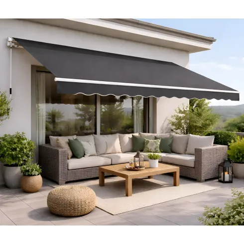 Tenda da Sole Antracite 400x300 a Barra Quadra Bracci Retrattili