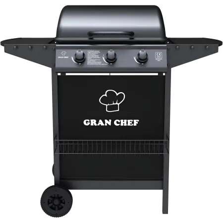 Barbecue a Gas da Esterno 107x55x95,5H cm a 3 Fuochi Acciaio Nero