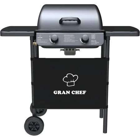 Barbecue a Gas da Esterno 104x49x100H cm a 2 Fuochi Acciaio Nero
