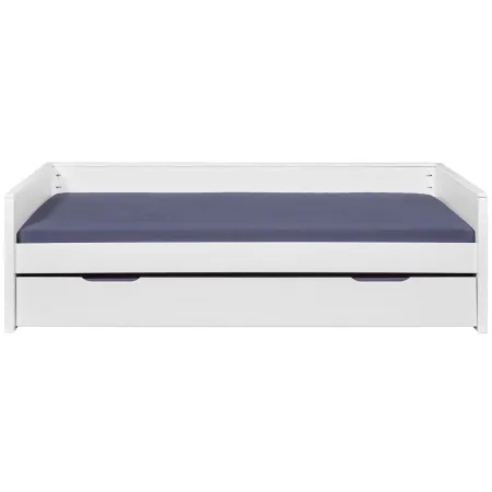Letto Singolo Bianco con Cassettone Contenitore Estraibile da Cameretta