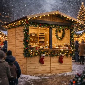 Chiosco in Legno 2x2 m per Mercatini Fiere Vendite a Pannelli in Pino 2