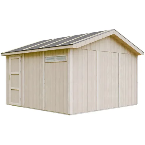 Garage in Legno 368x354 cm Rosso a Pannelli Box con Porta Elettrica