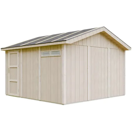 Garage in Legno 368x354 cm Rosso a Pannelli Box con Porta Elettrica