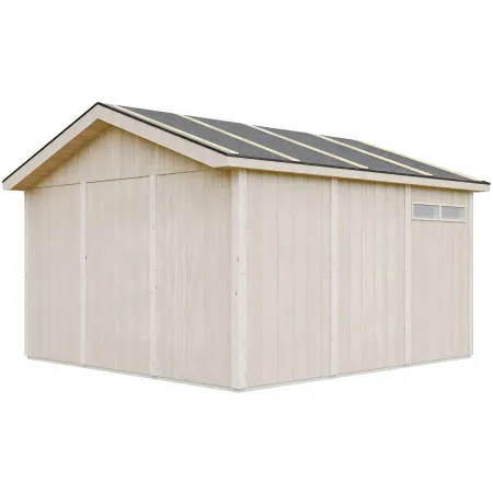Garage in Legno 368x354 cm Grigio Scuro Pannelli Box Porta Elettrica