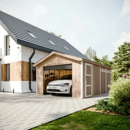 Garage in Legno 354x486 cm Box Auto Moto 17 m2 Pannelli LP SmartSide