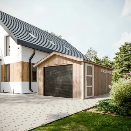 Garage in Legno 354x486 cm Box Auto Moto 17 m2 Pannelli LP SmartSide