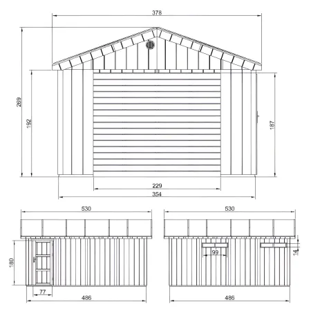 Garage in Legno 354x486 cm Box Auto Moto 17 m2 Marrone a Pannelli
