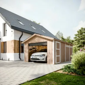 Garage in Legno 354x486 cm Box Auto Moto 17 m2 Rosso a Pannelli 2