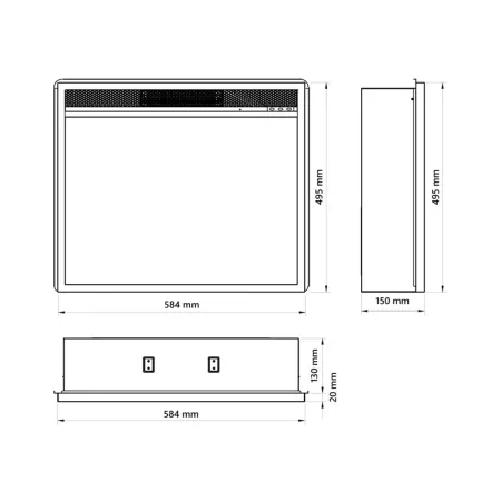 Outlet Inserto Camino Elettrico Tagu da Incasso Parete Termostato Led