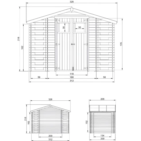 Casetta in Legno Legnaia 328x206x218 cm Box a Pannelli