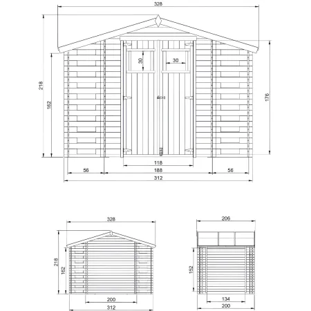 Casetta con Pavimento in Legno Legnaia 328x206x218 cm