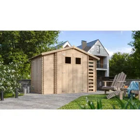 Casetta in Legno 328x206x218 cm Box Legnaia con Pavimento 2